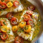 Pan-Seared Cod with White Wine Tomato Basil Sauce Recipe