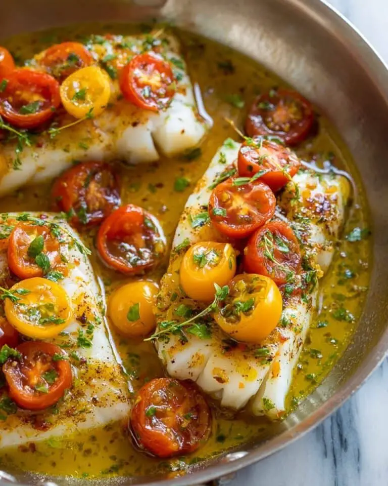 Pan-Seared Cod with White Wine Tomato Basil Sauce Recipe