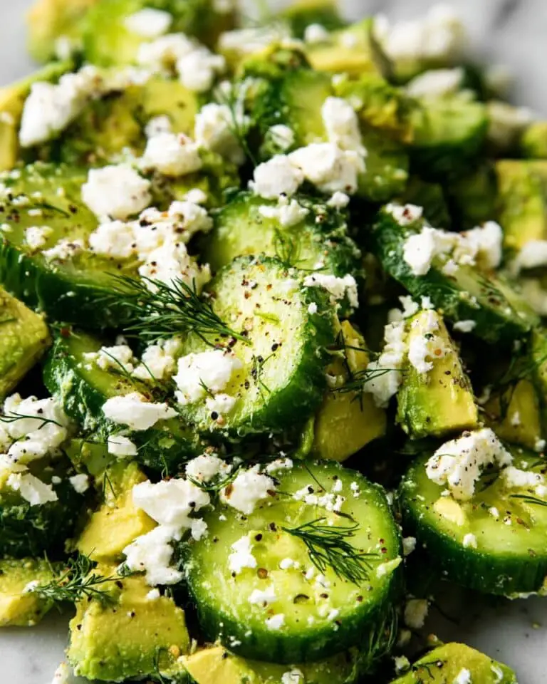 10-Minute Cucumber Avocado Salad with Dill & Feta Recipe