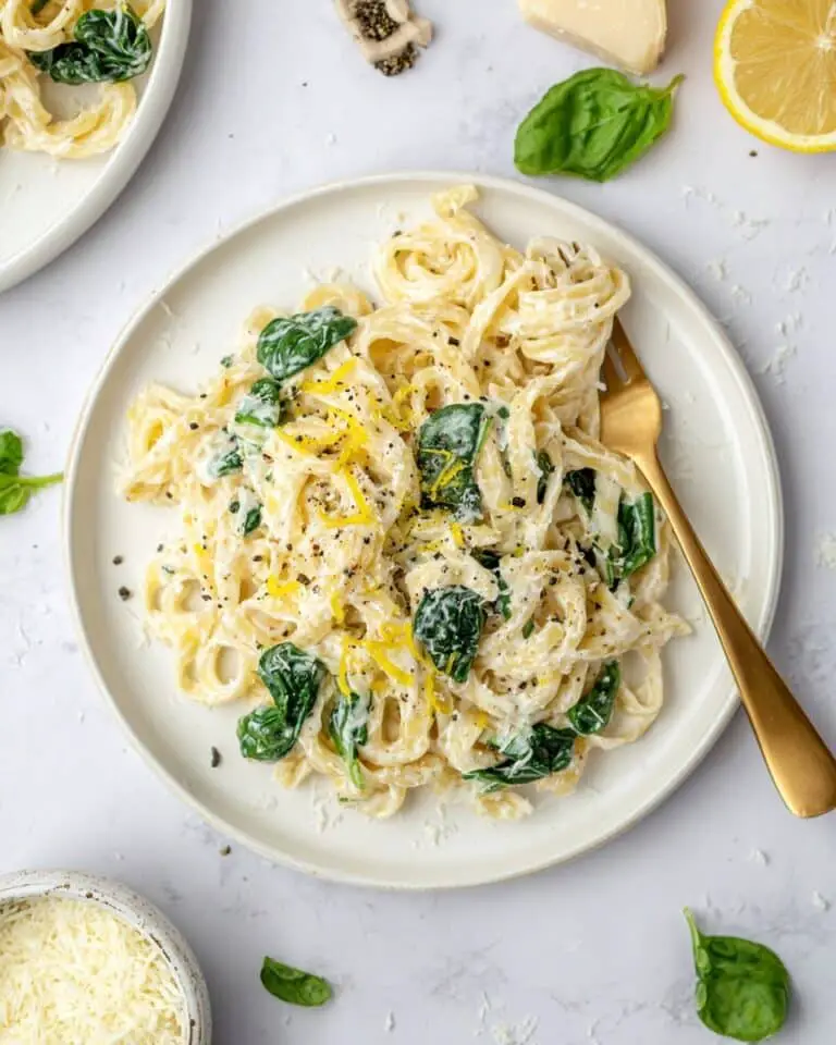Lemon Ricotta Pasta with Spinach and Basil Recipe