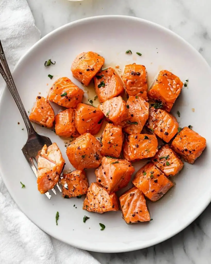 Air Fryer Lemon Garlic Butter Salmon Bites Recipe