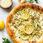 Lemon Pizza with Mozzarella, Garlic, Parsley, and Parmesan Recipe