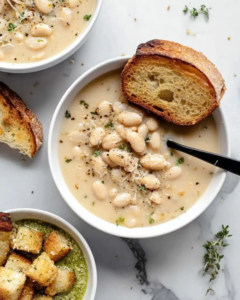 Easy Rosemary Garlic White Bean Soup Recipe