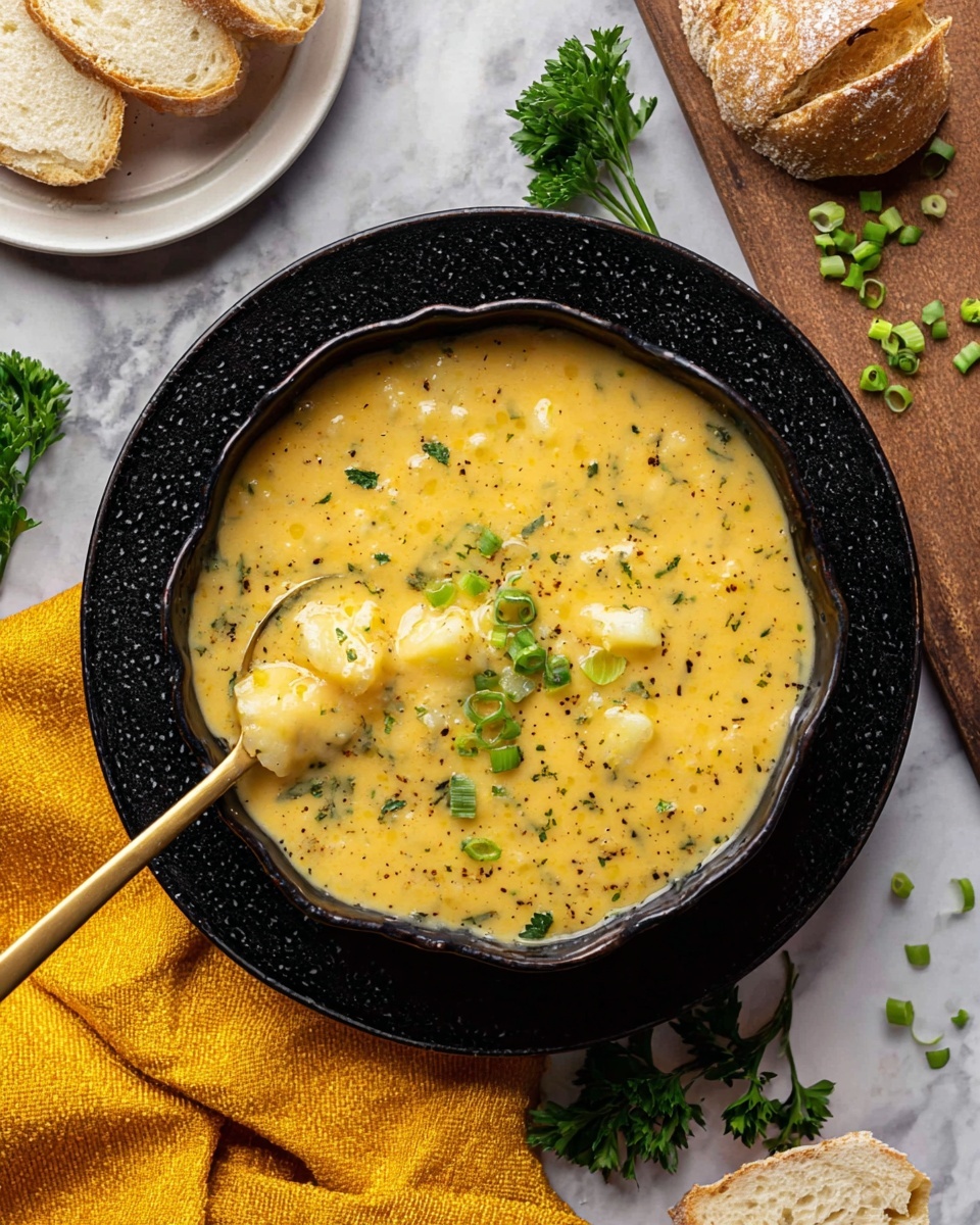 Hearty Cheddar Garlic Herb Potato Soup Recipe