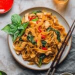 Drunken Noodles: Spicy Thai Stir-Fried Wide Rice Noodles with Chicken and Basil Recipe