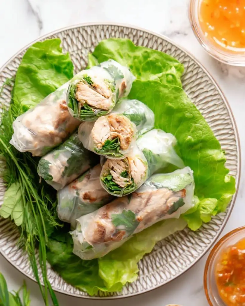 Vietnamese Salmon Spring Rolls with Fresh Vegetables and Herbs Recipe