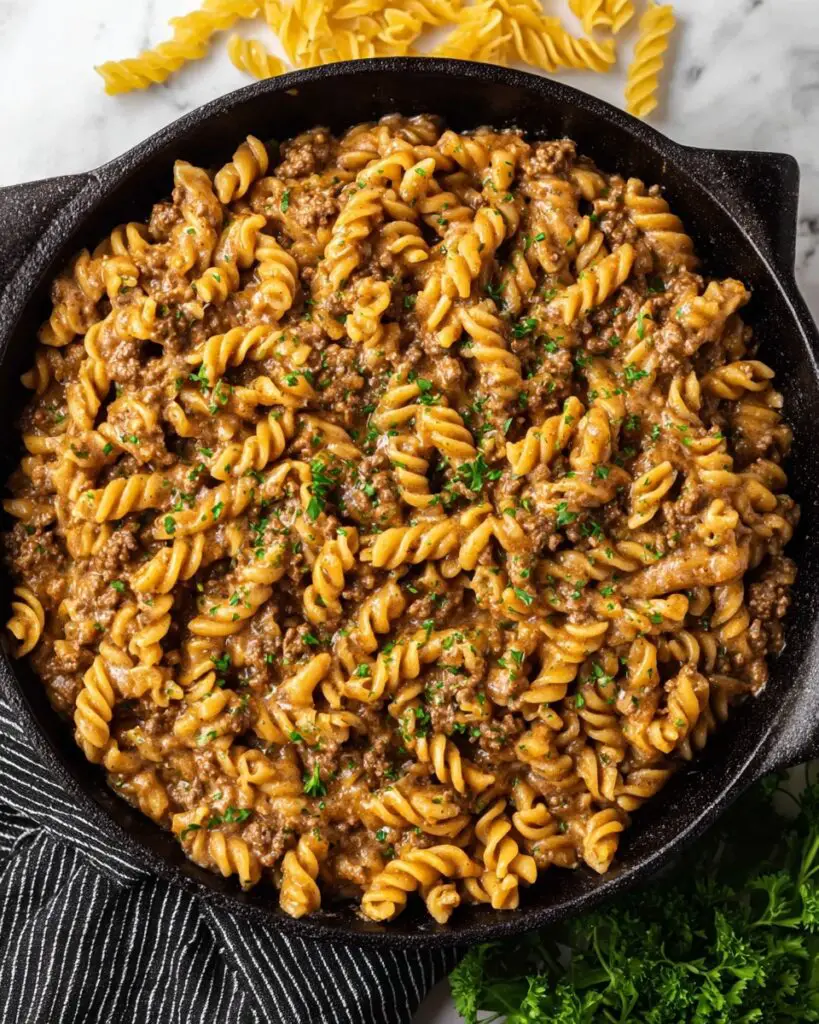 One Pot Vegan Cheeseburger Pasta Recipe
