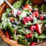 Spinach Berry Salad with Strawberry Poppy Seed Dressing and Caramelized Pistachios Recipe