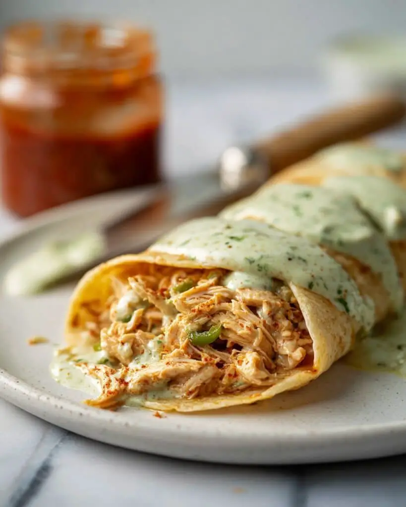 Easy Buffalo Chicken Burritos with Hatch Pepper Queso Recipe