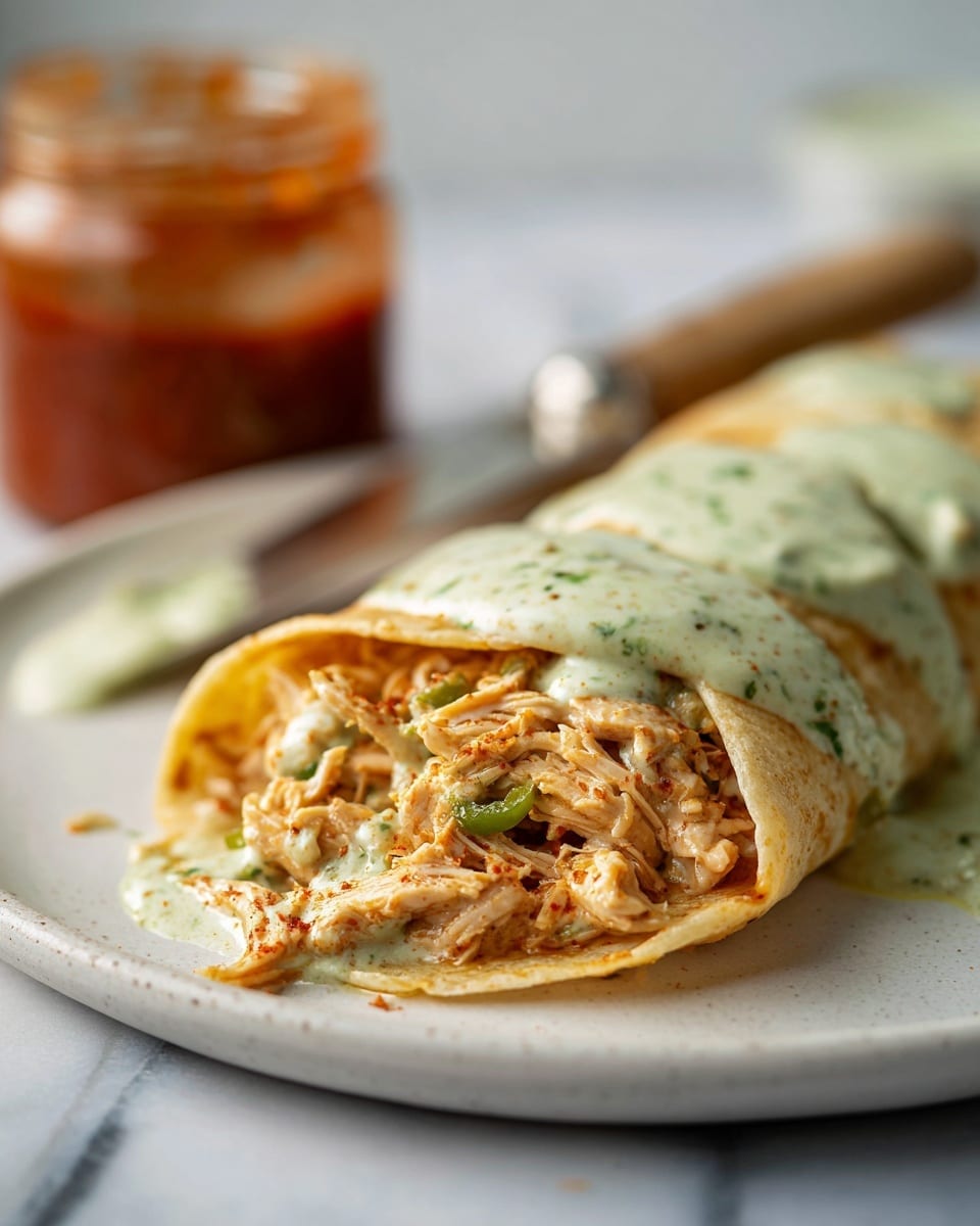 Easy Buffalo Chicken Burritos with Hatch Pepper Queso Recipe
