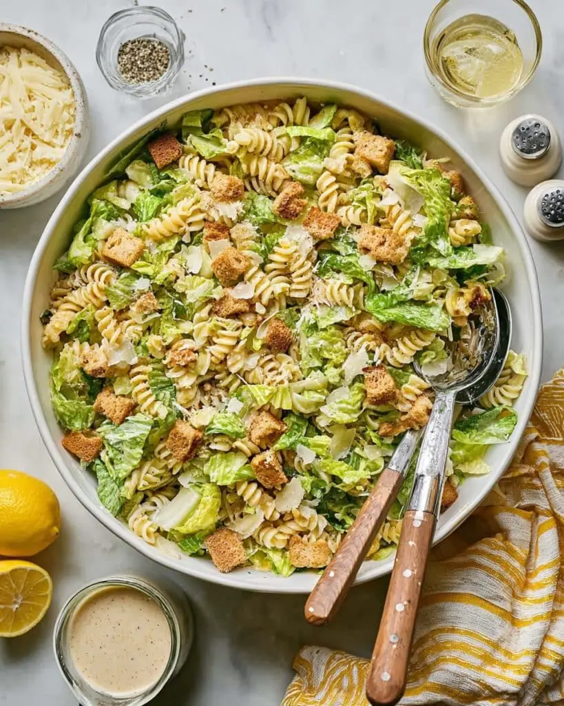 Caesar Pasta Salad with Toasted Sourdough Croûtons Recipe