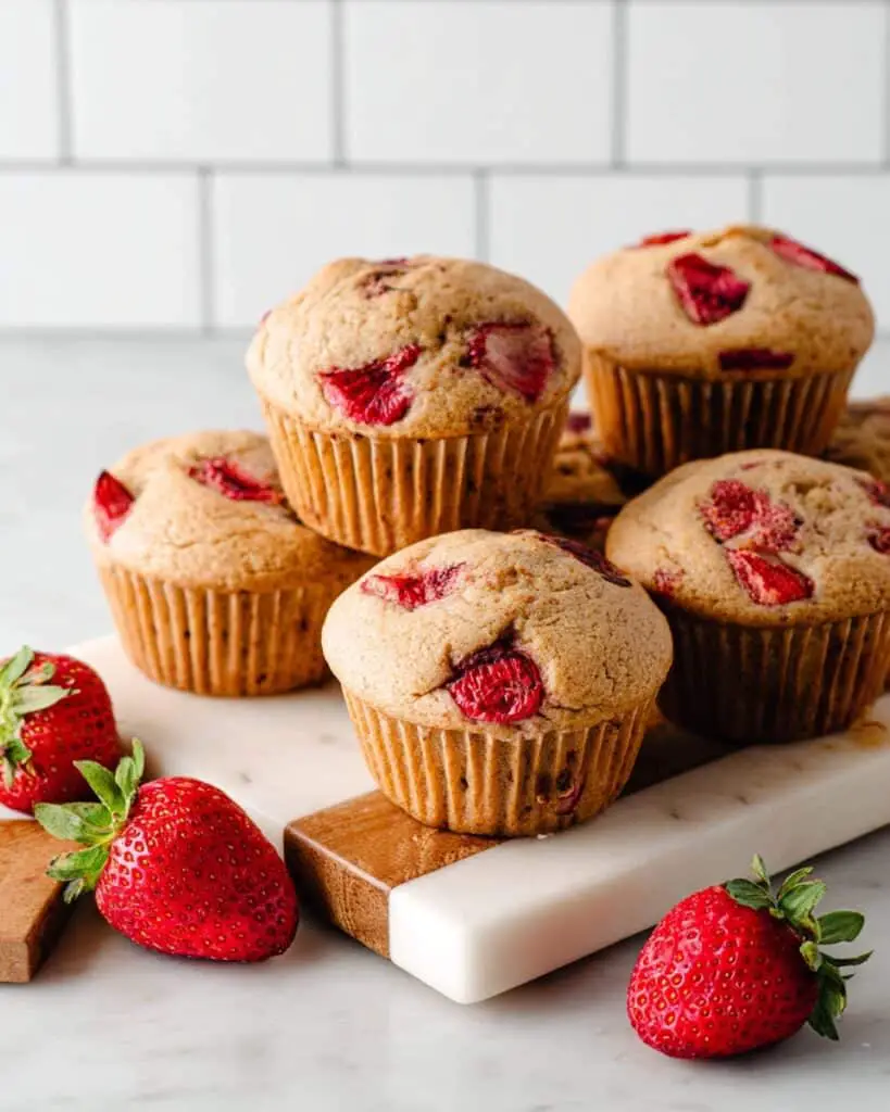 Vegan Strawberry Muffins (Healthy + Easy) Recipe