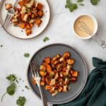 Harissa Roasted Sweet Potatoes with Tahini Maple Sauce Recipe