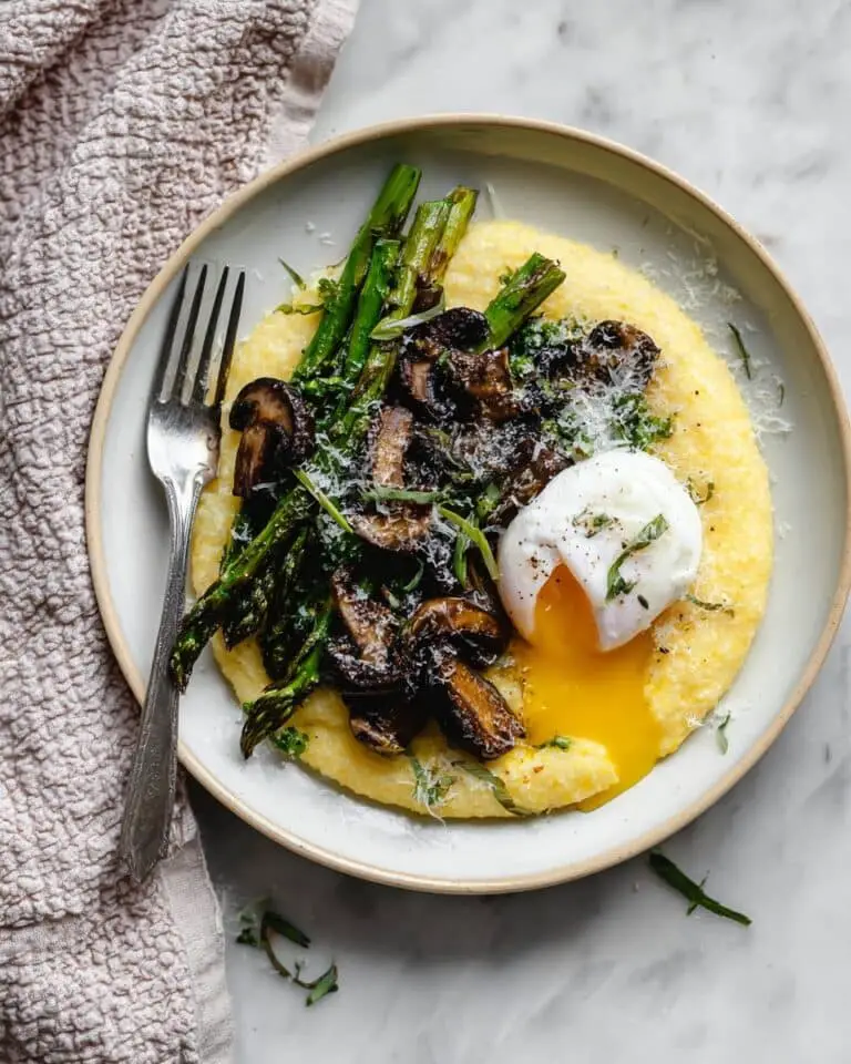 Parmesan Polenta with Vegetables and Poached Eggs Recipe