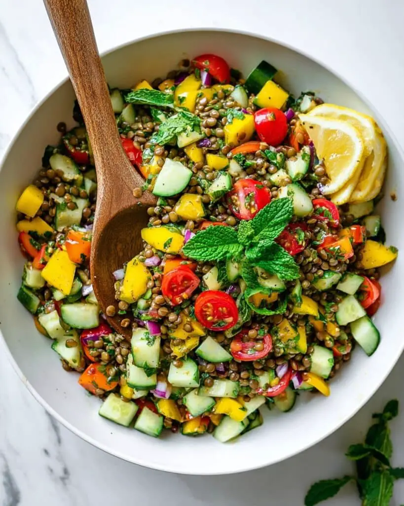 Lentil Salad with Fresh Herbs, Cherry Tomatoes, and Lemon Recipe