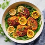 Lemon Parmesan Chicken with Garlicky Green Beans Recipe