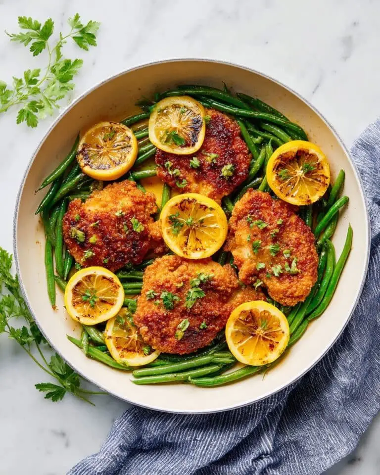 Lemon Parmesan Chicken with Garlicky Green Beans Recipe