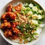 Sticky Gochujang Tofu with Peanuts and Herbs Recipe