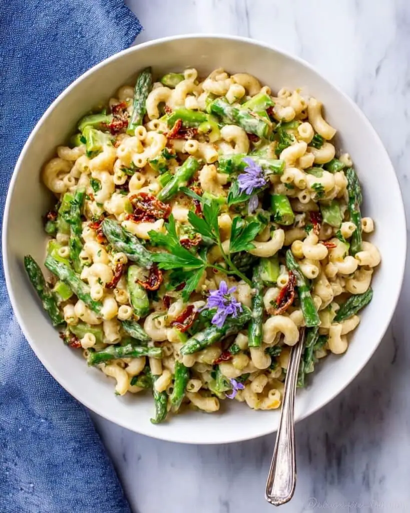 Lemon Dijon Asparagus and Pea Macaroni Salad Recipe