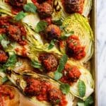 Sheet Pan Harissa Meatballs and Cabbage Recipe