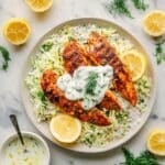 Blackened Salmon with Lemon Dill Sauce and Cabbage Slaw Recipe