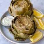 Instant Pot Artichokes with Garlic Butter and Lemon Dipping Sauce Recipe