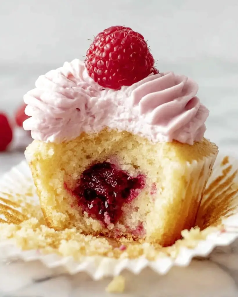 Raspberry Cupcakes with Raspberry Filling and Frosting Recipe