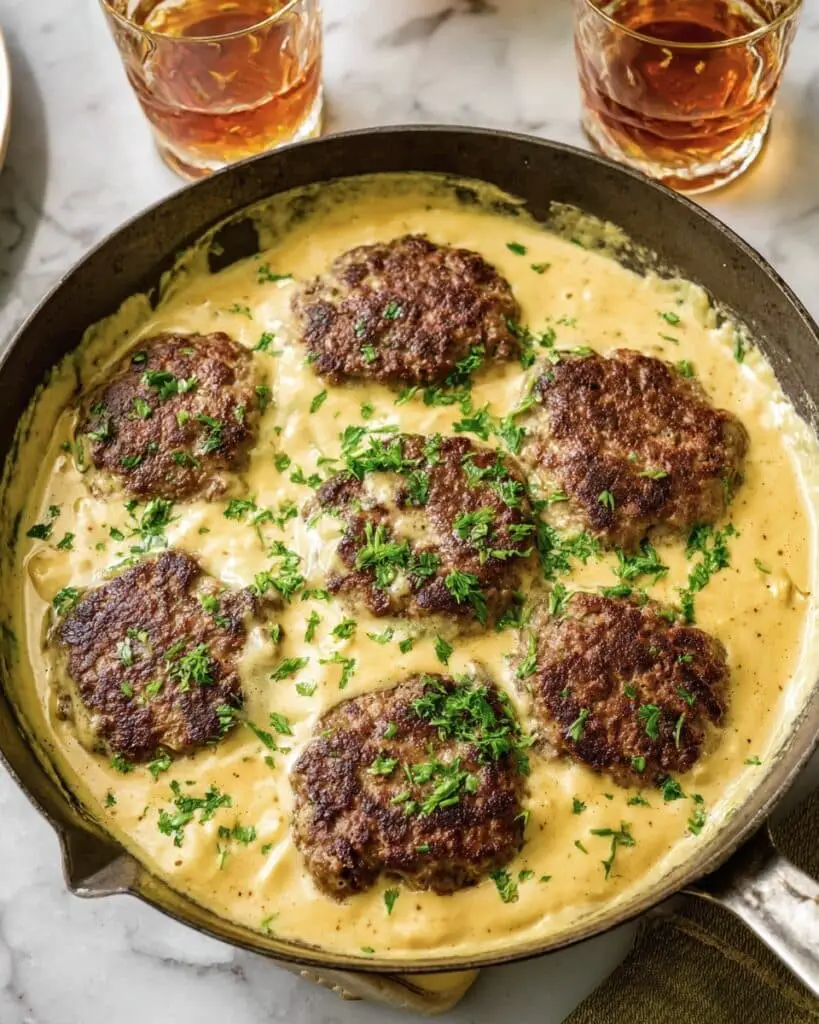 Oven Baked Hamburger Steaks with Homemade Gravy Recipe
