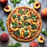 Grilled Peach and Chicken Pizza with Fresh Basil Recipe