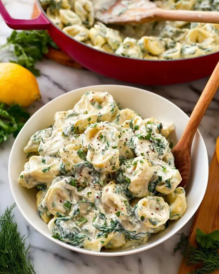 Spinach and Feta Cheese Tortellini in a Creamy Herb Sauce Recipe