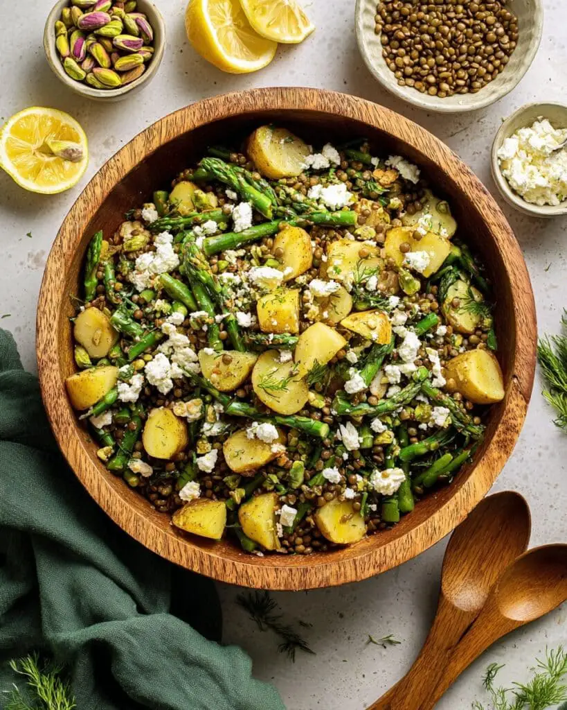 Potato Asparagus Lentil Salad with Lemon Dijon Dressing Recipe