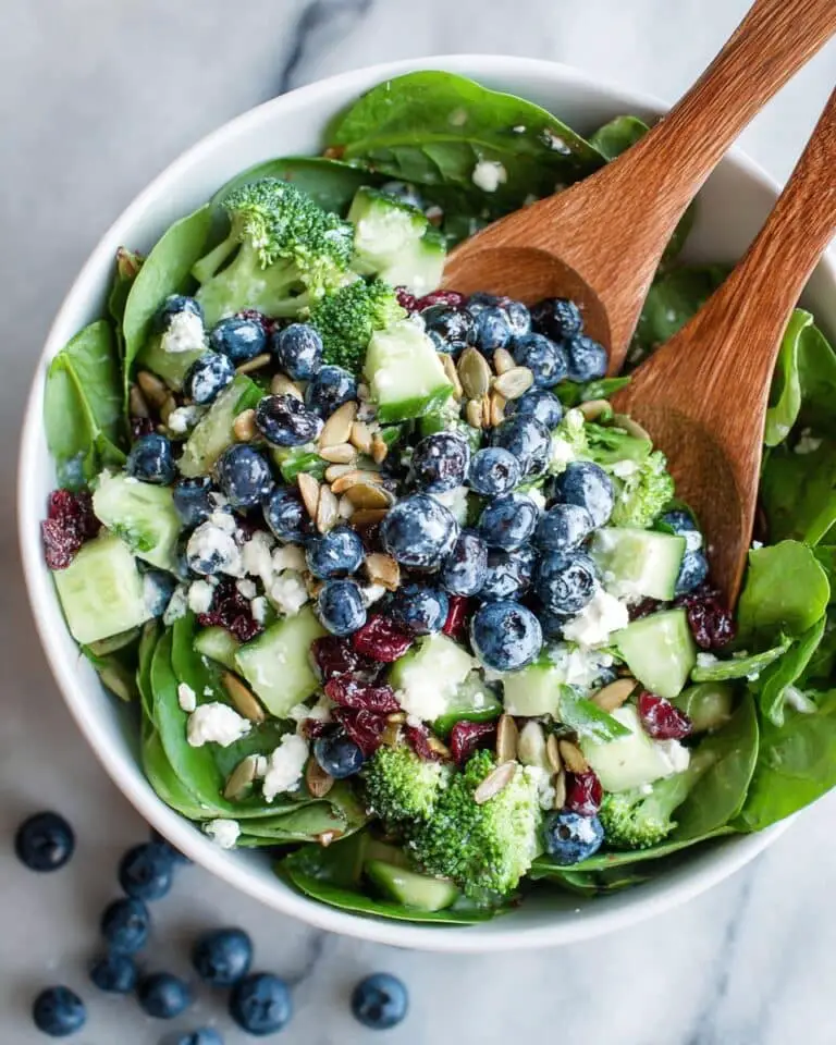 Blueberry Broccoli Spinach Salad with Creamy Poppy Seed Dressing Recipe