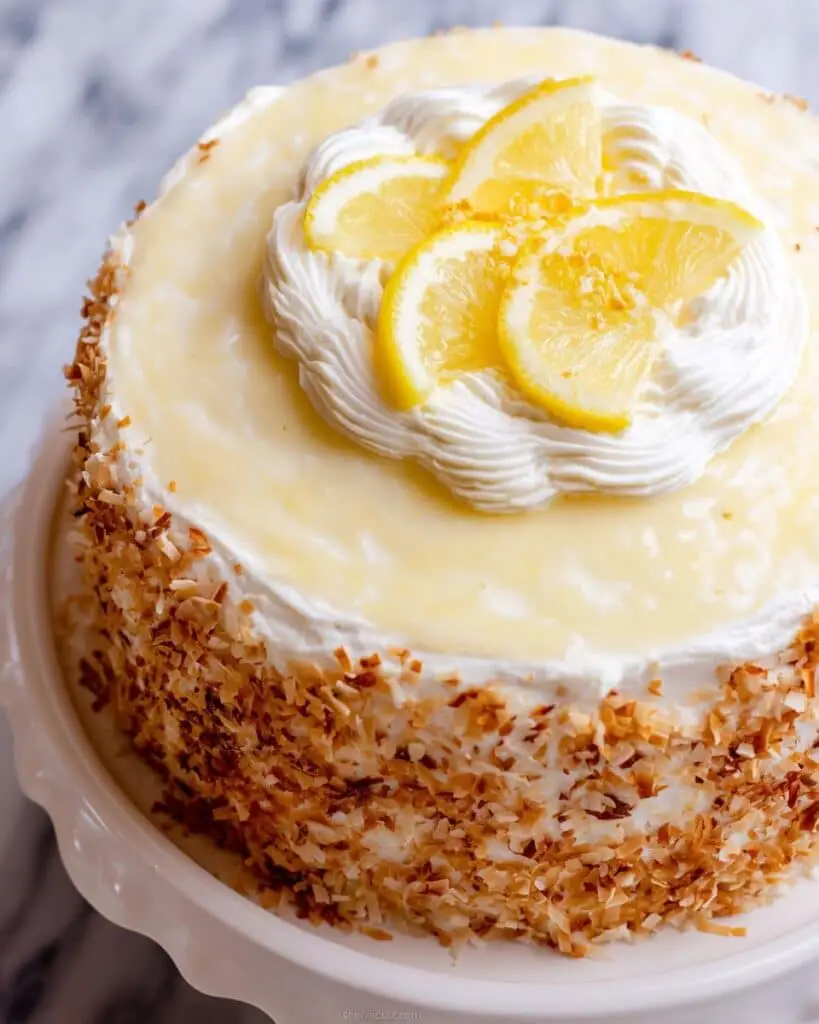 Lemon Coconut Cake with Lemon Curd and Toasted Coconut Recipe