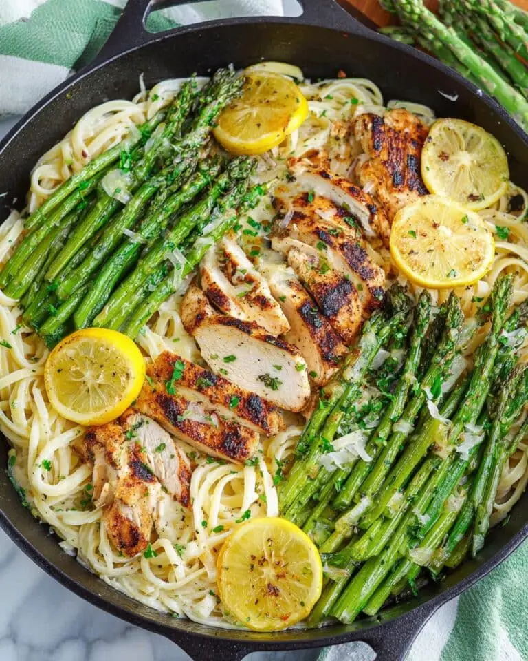 Creamy Lemon Grilled Chicken, Asparagus and Artichoke Pasta Recipe
