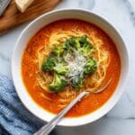 Italian Broccoli Soup with Pasta and Pecorino Romano Recipe