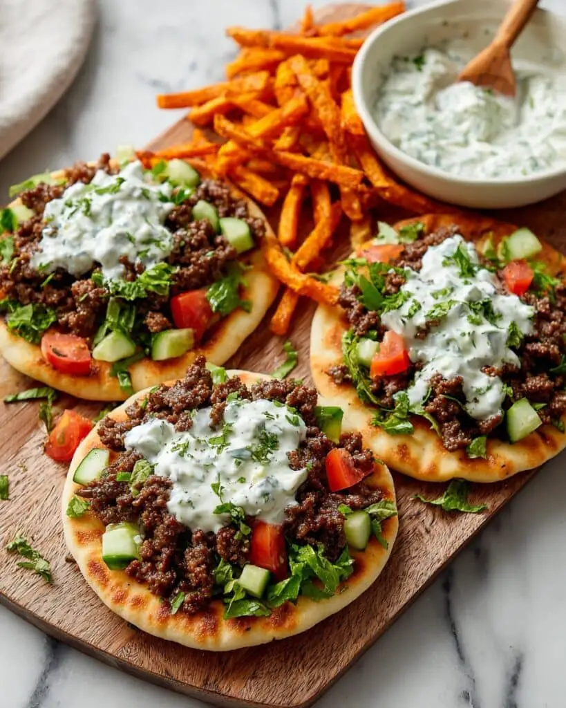 Greek Ground Beef Pitas Recipe