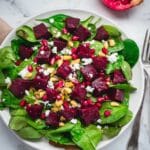 Beet Salad with Goat Cheese, Pine Nuts, and Pomegranate Seeds Recipe