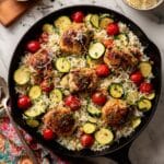One Pan Tuscan Chicken and Rice Skillet Recipe