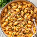 One Pot Cheesy Beef and Shells Recipe