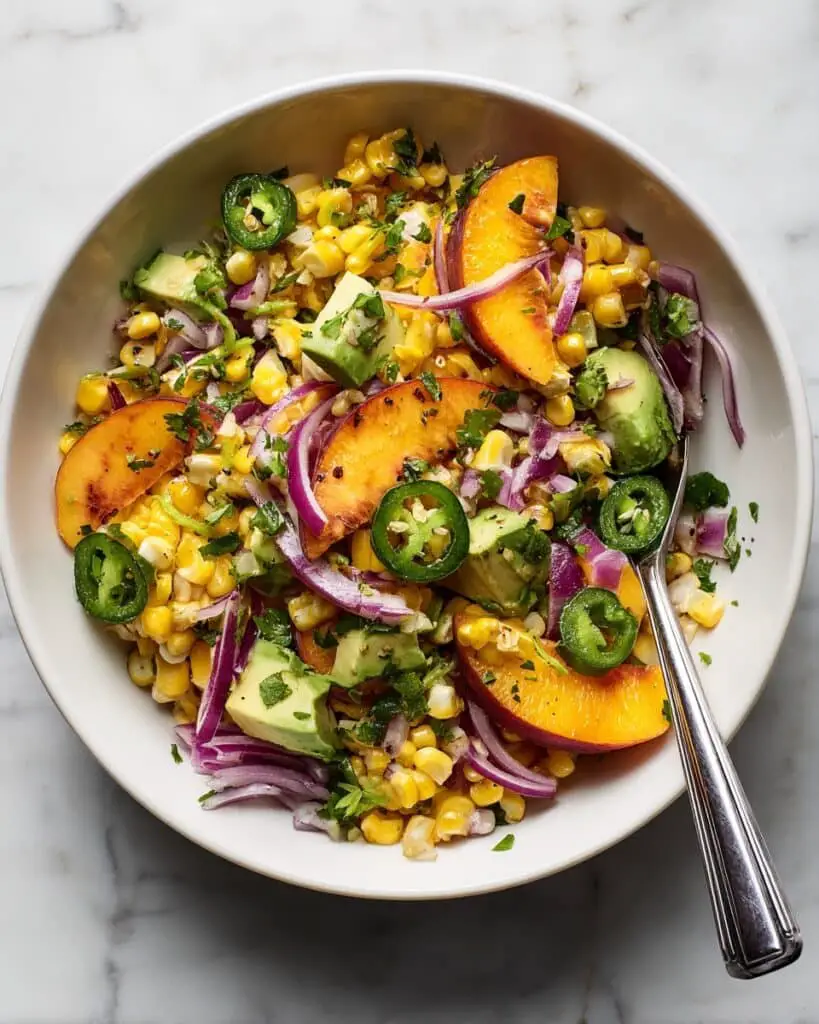 Sweet Corn Salad with Peaches Recipe