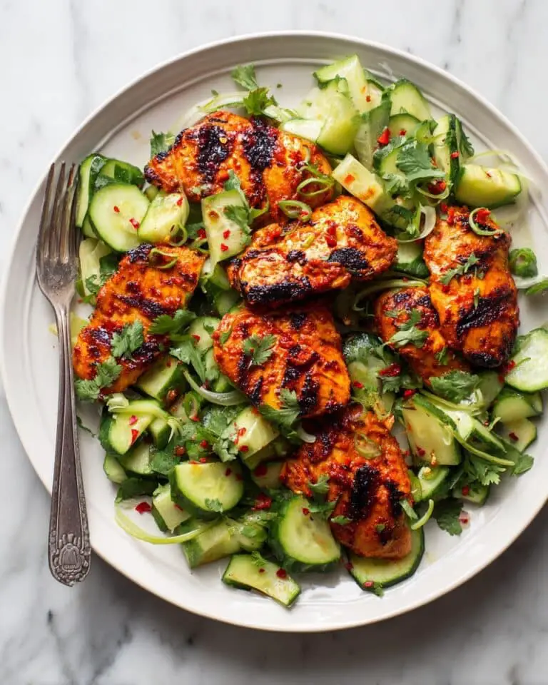 Grilled Curry Chicken with Smashed Cucumber Salad Recipe