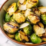 Air Fryer Brussels Sprouts with Balsamic Cream and Parmesan Recipe