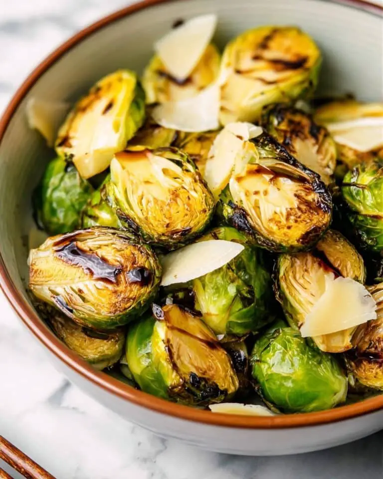 Air Fryer Brussels Sprouts with Balsamic Cream and Parmesan Recipe