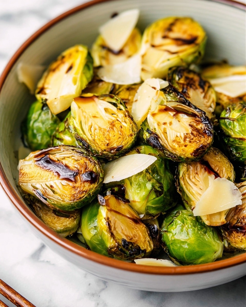 Air Fryer Brussels Sprouts with Balsamic Cream and Parmesan Recipe