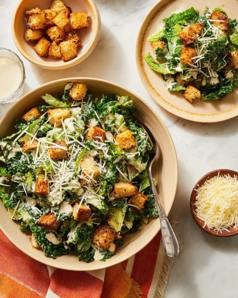 Kale Caesar Salad with Homemade Croutons Recipe