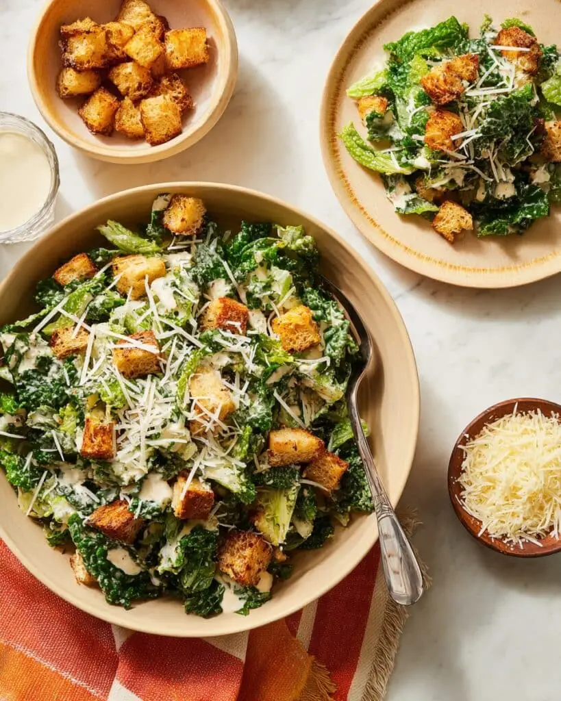 Kale Caesar Salad with Homemade Croutons Recipe