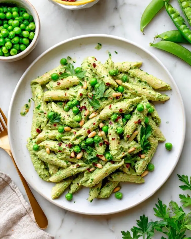 Lemon Ricotta Pasta with Fresh Peas and Toasted Pine Nuts Recipe