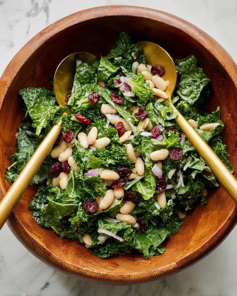 Kale Cannellini Bean Salad with Parmesan Garlic Dressing Recipe