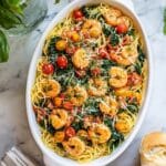 Shrimp Pasta with Tomatoes and Spinach Recipe
