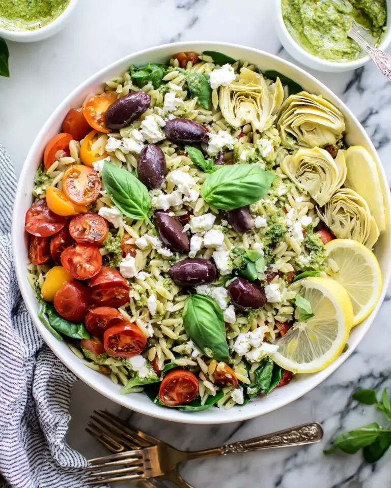 35 Minute Mediterranean Pesto Orzo Pasta Salad Recipe